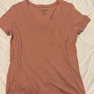 Pink tshirt. Vneck with pocket on chest